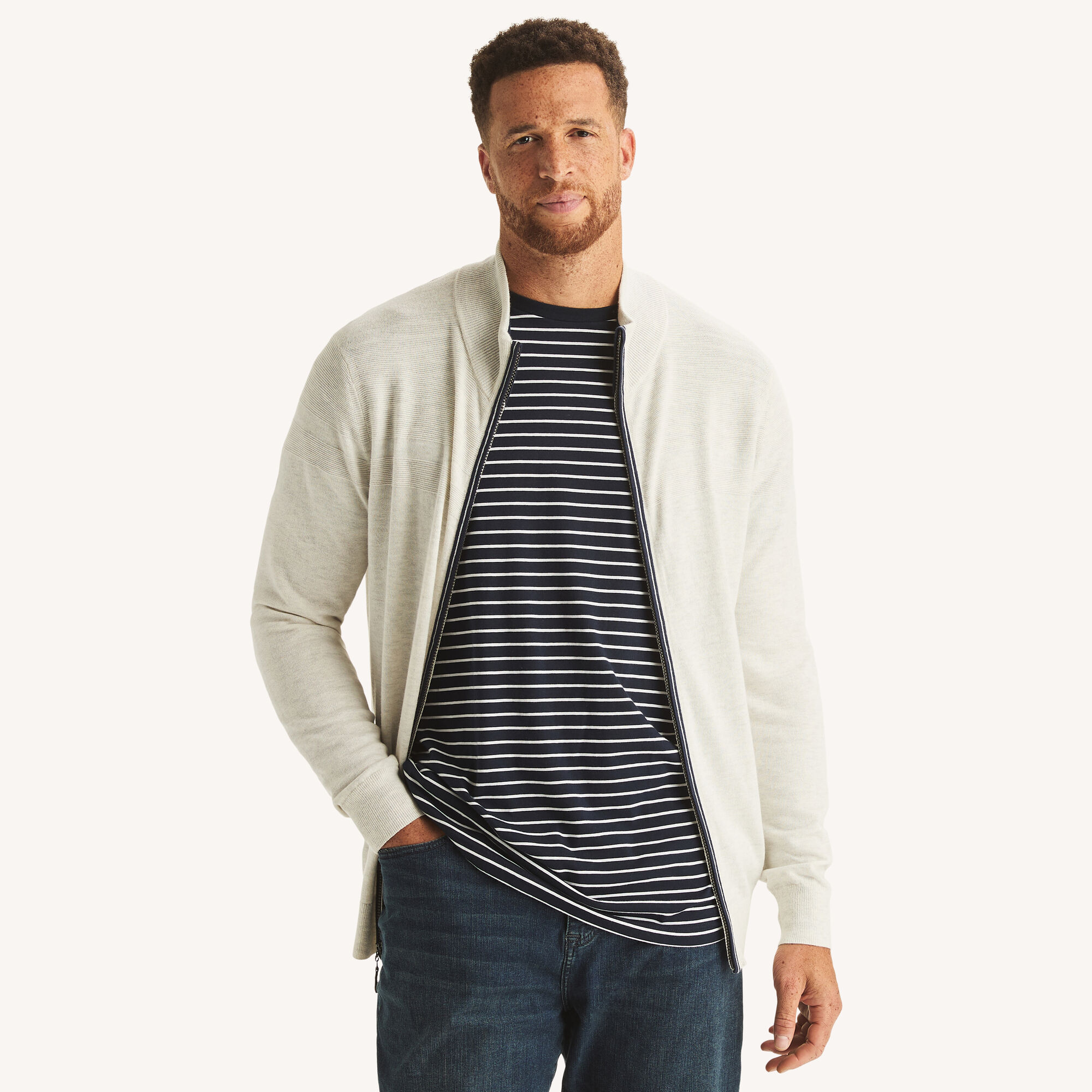 Nautica Men's Big & Tall Performance Mock-Neck Full-Zip Sweater 115 (Snow White), 2XLT