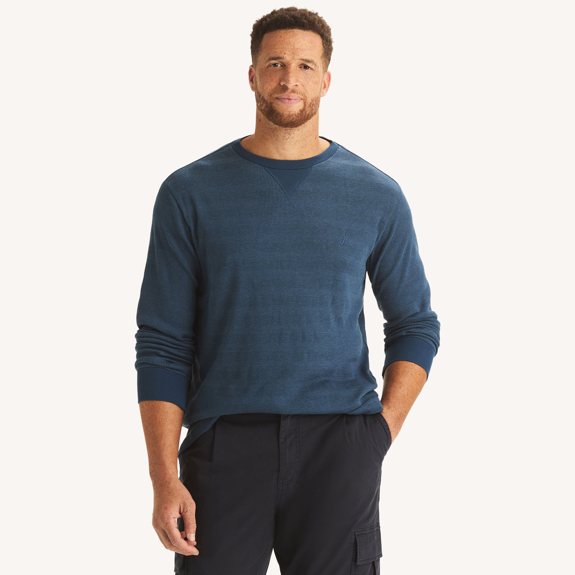 Nautica Men's Big & Tall Waffle Crewneck Sweater 996 (Lapis Blue), 4XL