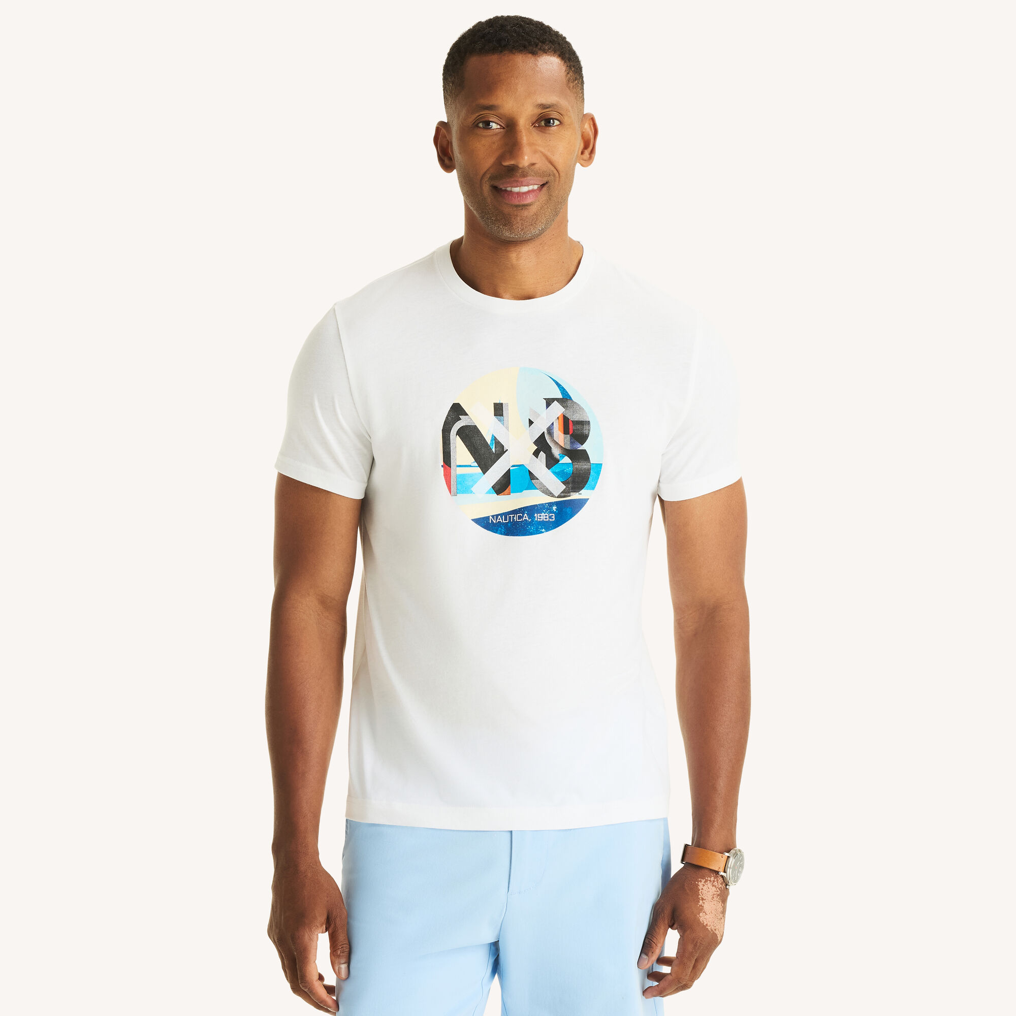 Nautica Men's 1983 Graphic T-Shirt 101 (Bright White), L