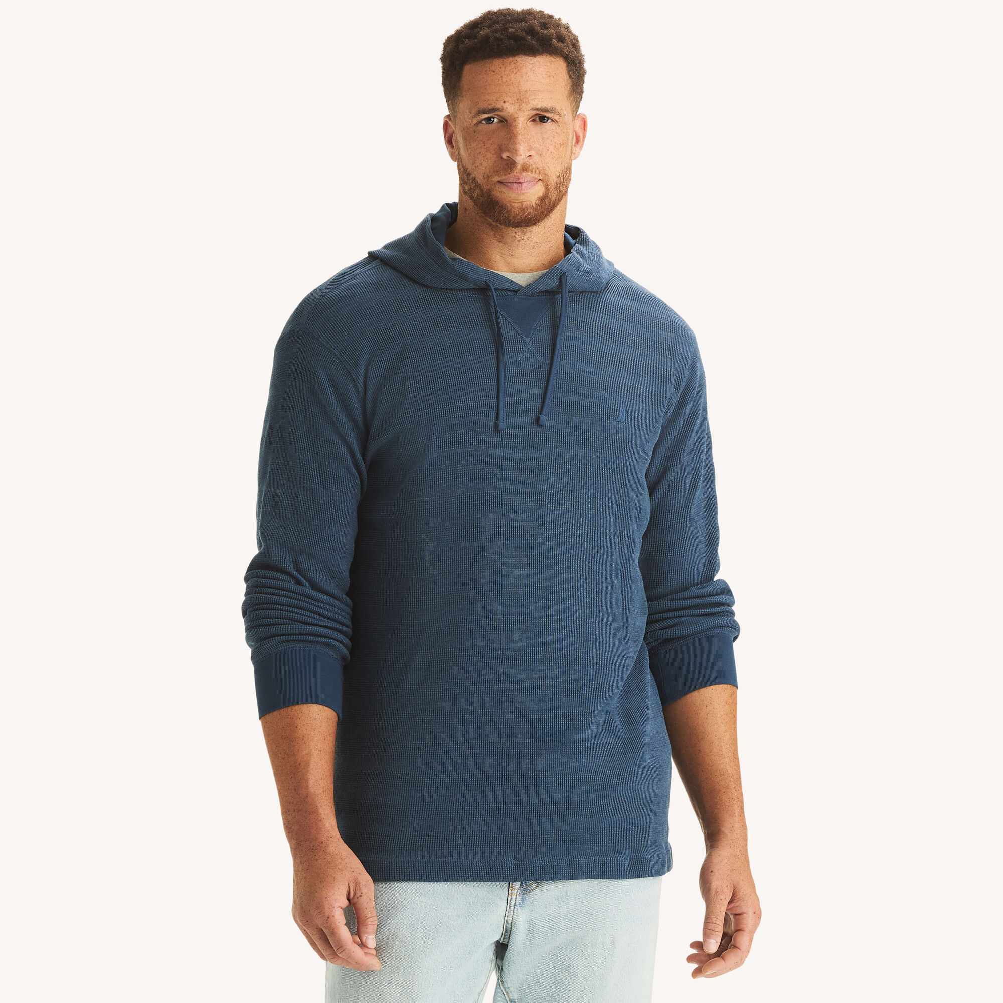 Nautica Men's Big & Tall Waffle-Knit Hoodie 996 (Lapis Blue), 2XLT