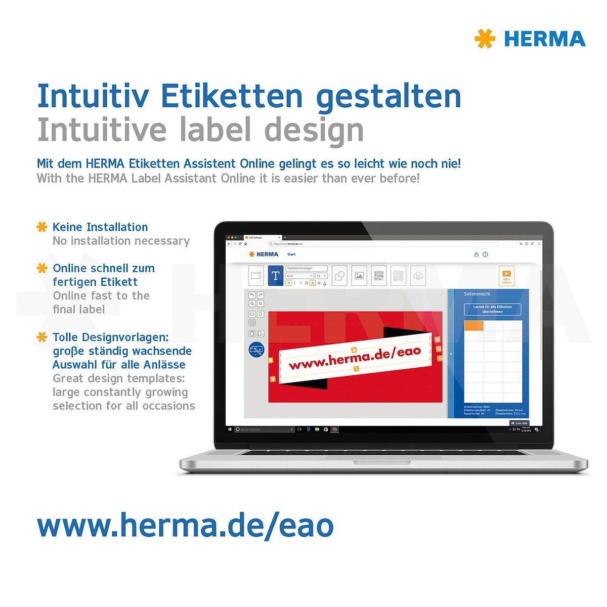 Herma Etiketten stark haftend 99,1 x 67,7 mm weiss 80 Bl 640 Etik. Image