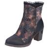 Stiefelette RIEKER, Damen, Gr. 38, schwarz, antik, Lederimitat, Textil, Antik-Look, Glanzfaden, elegant, Schuhe, Trachtenstiefelette, Festtagsstiefelette, Blockabsatz, mit Warmfutter