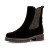Chelseaboots GABOR "KOS", Damen, Gr. 36, schwarz, Veloursleder, Elastischer Einsatz, unifarben, Basic, Schuhe, Blockabsatz, Stiefelette mit meliertem Stretcheinsatz, in Extraweite K