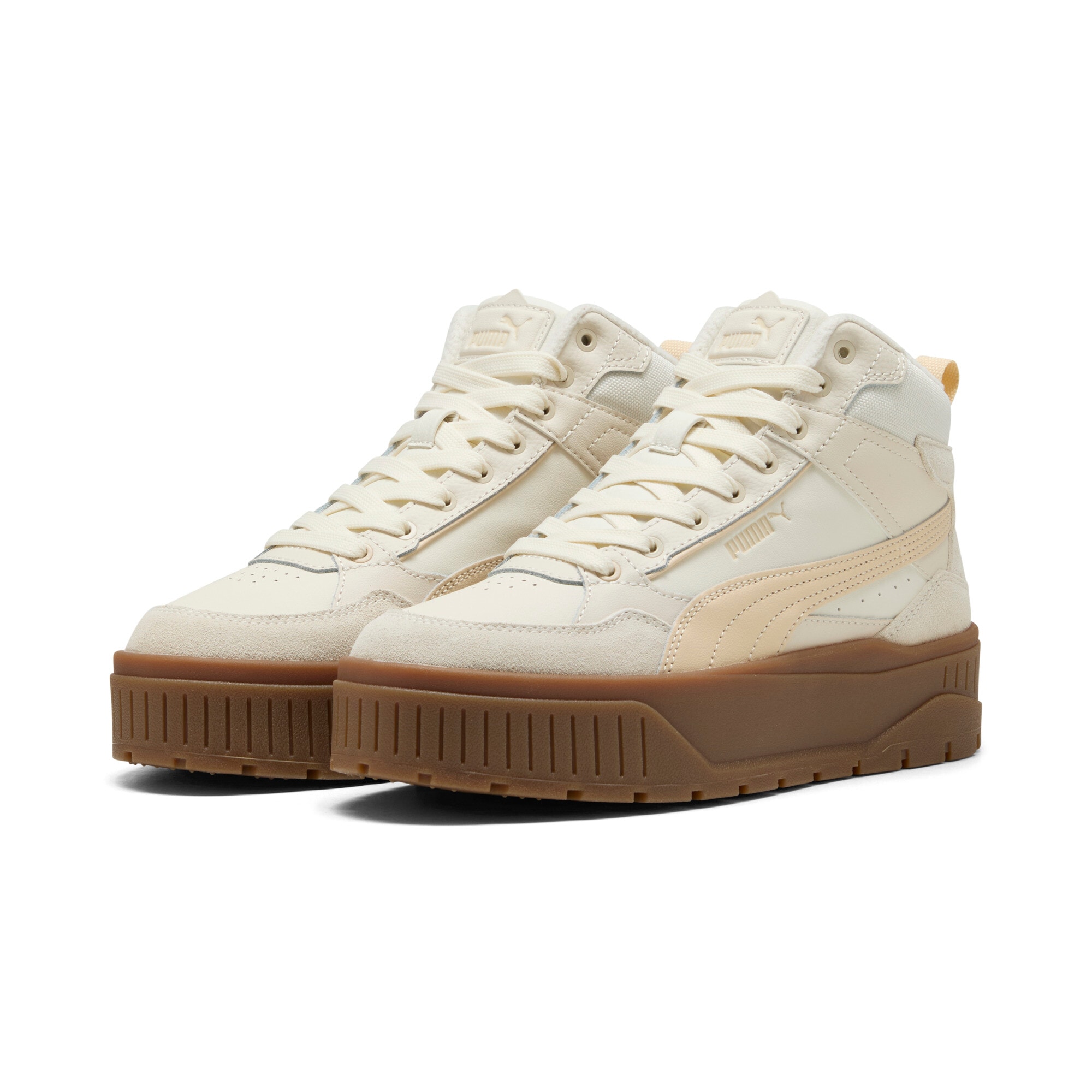 Winterboots PUMA "KARMEN II IDOL MID WTR", Damen, Gr. 42, beige (frosted ivory, canvas), Leder, Sportlich, Schuhe