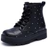 Schnürstiefel SKECHERS "GRAVLEN HI", Kinder, Gr. 34, schwarz, Lederimitat, modisch, Schuhe, Boots mit Nieten, Größenschablone zum Download