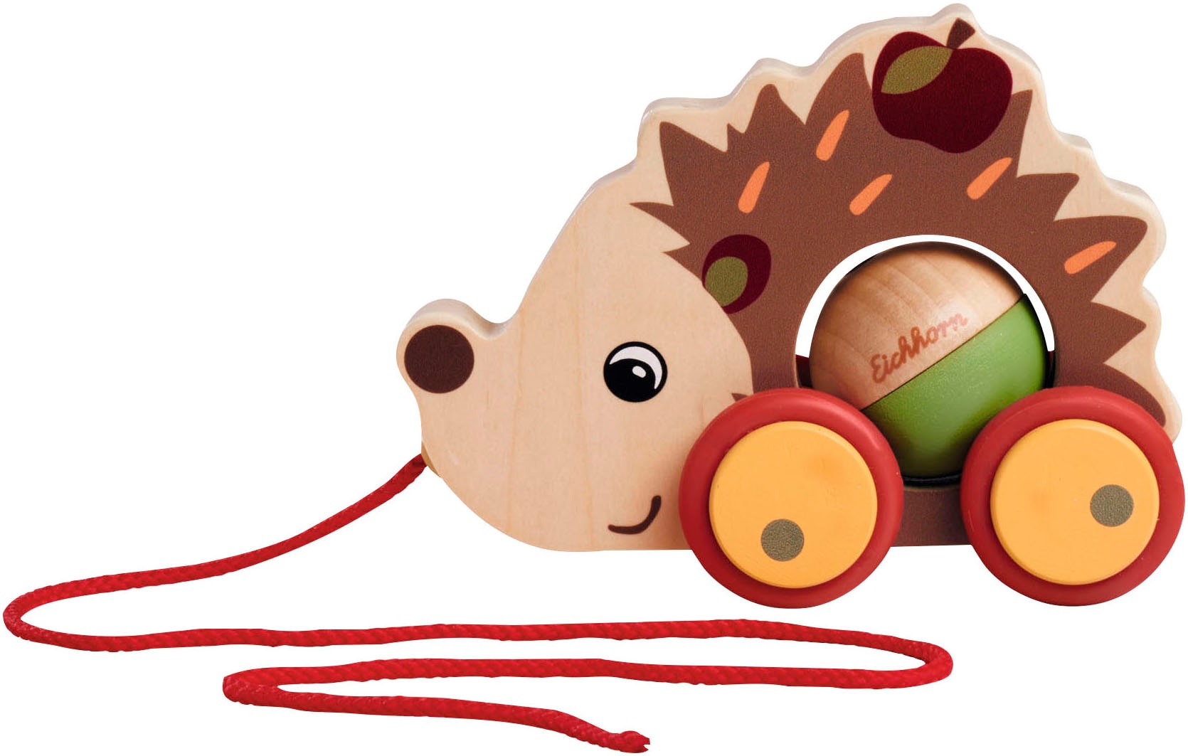 Nachziehtier EICHHORN "Igel", bunt, Nachziehspielzeug, KinderL:16cm, Holz, Silikon, FSC - schützt Wald, L:16cm Image