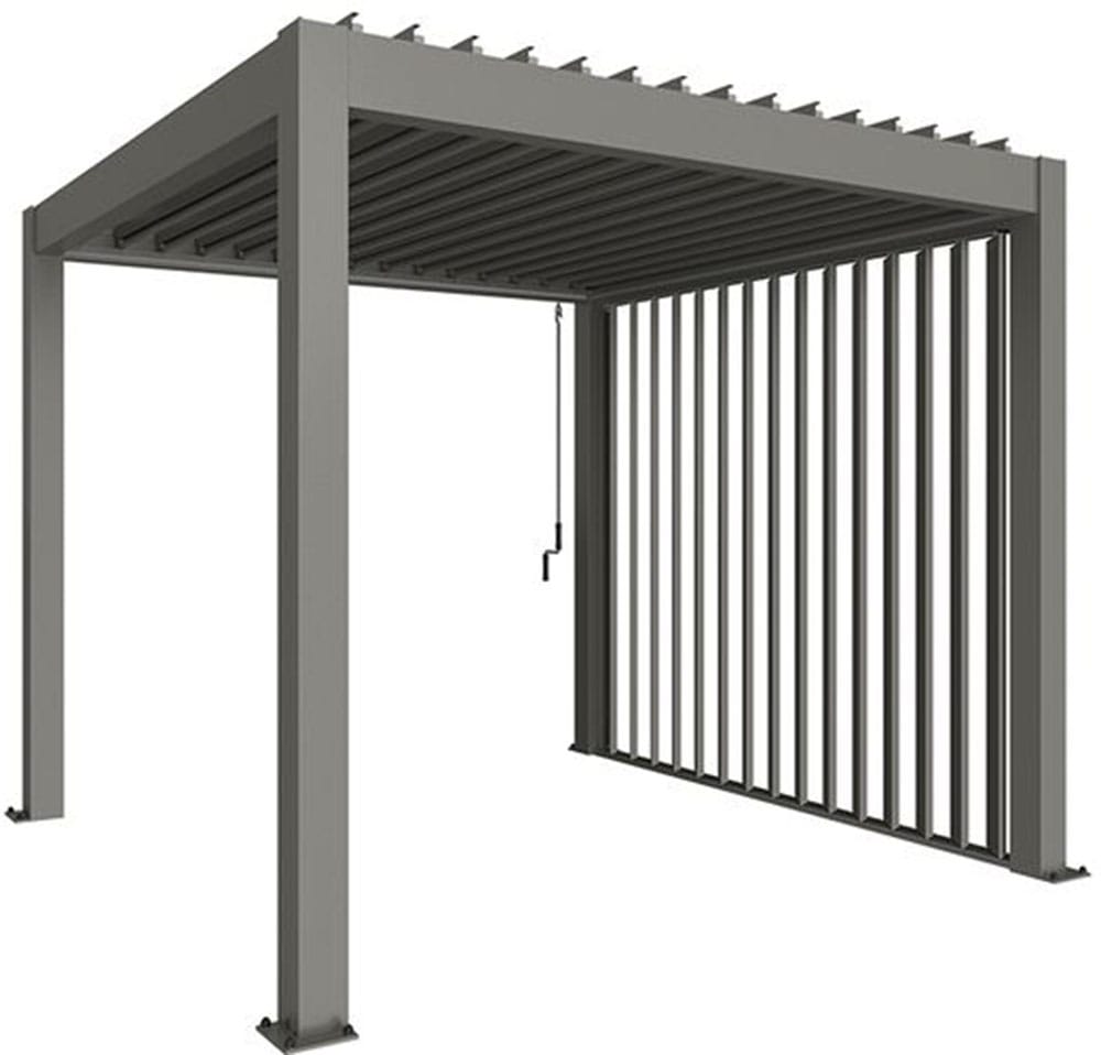 Pavillonseitenteil BIOHORT "Seitenwand für 4m-Seite von Biohort-Pergola", grau (quarzgrau, metallic), B:364cm H:235cm, Stahl, Pavillonseitenteile, manuell verstellbare Lamellenwand in Sandwichbauweise Image
