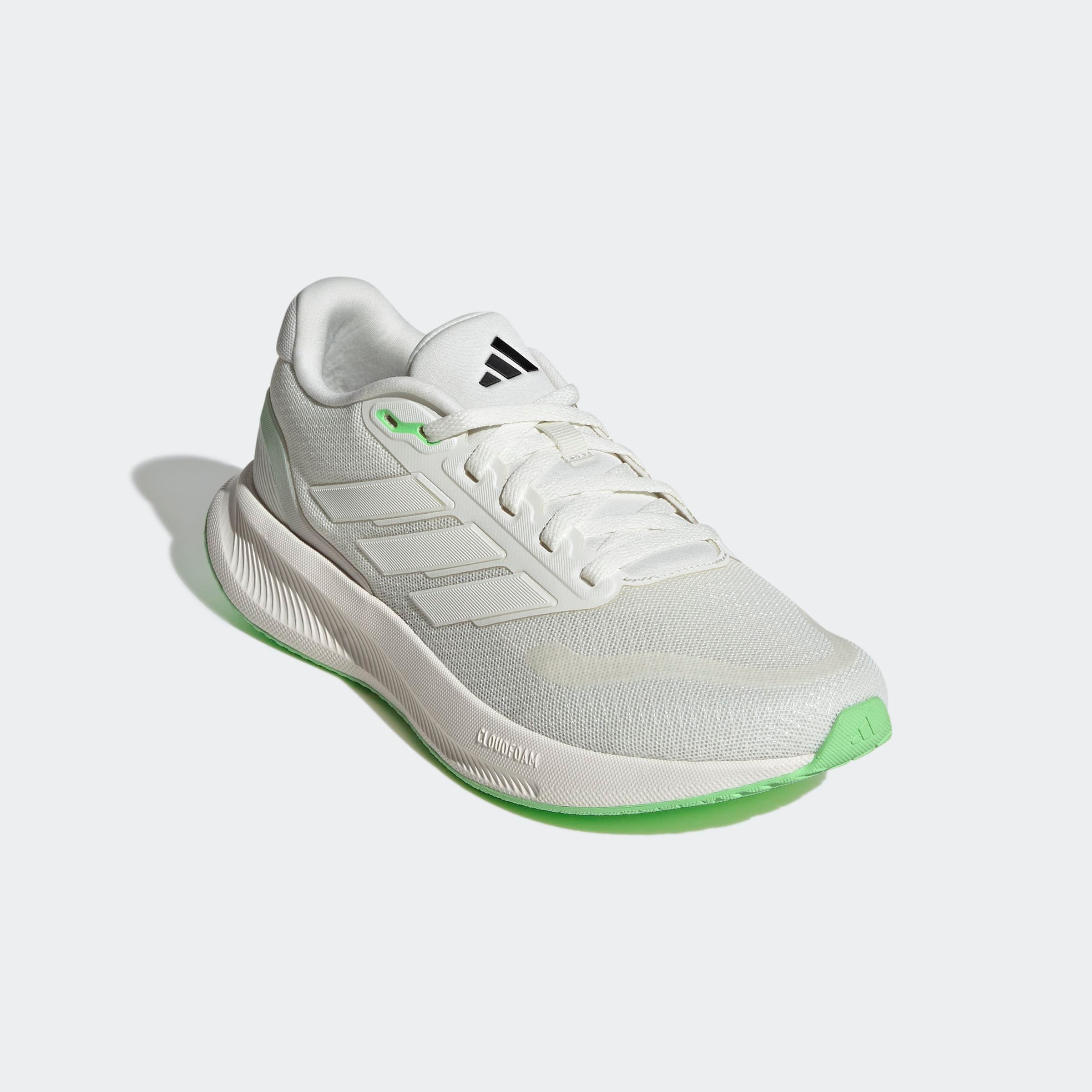Laufschuh ADIDAS PERFORMANCE "RUNFALCON 5", Damen, Gr. 38,5, weiß (sanftes weiß, sanftes weiß, lime burst), Synthetik, Textil, Schuhe Laufschuh