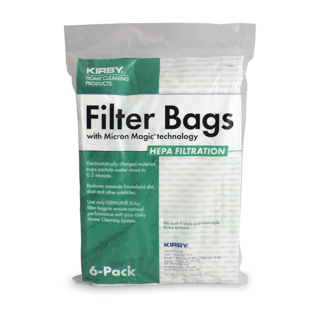 Kirby Universal Genuine Micron Magic HEPA Plus Allergen Reduction Style "F" Filter Bags #204814G, 6 pack
