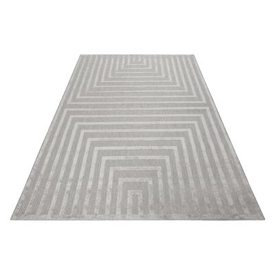 Outdoorteppich ESPRIT "Carolina ESP-54227", grau (hellgrau), B:110cm H:6mm L:170cm, Polypropylen (PP), Teppiche, mit Hoch-Tief-Effekt, modern, robust, pflegeleicht, Terrasse, Küche Image