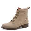 Schnürboots TAMARIS, Damen, Gr. 37, grau (taupe), Leder, Textil, casual, Schuhe, Blockabsatz, Schnürstiefelette, Kontrastnaht an der Ferse und Rahmen