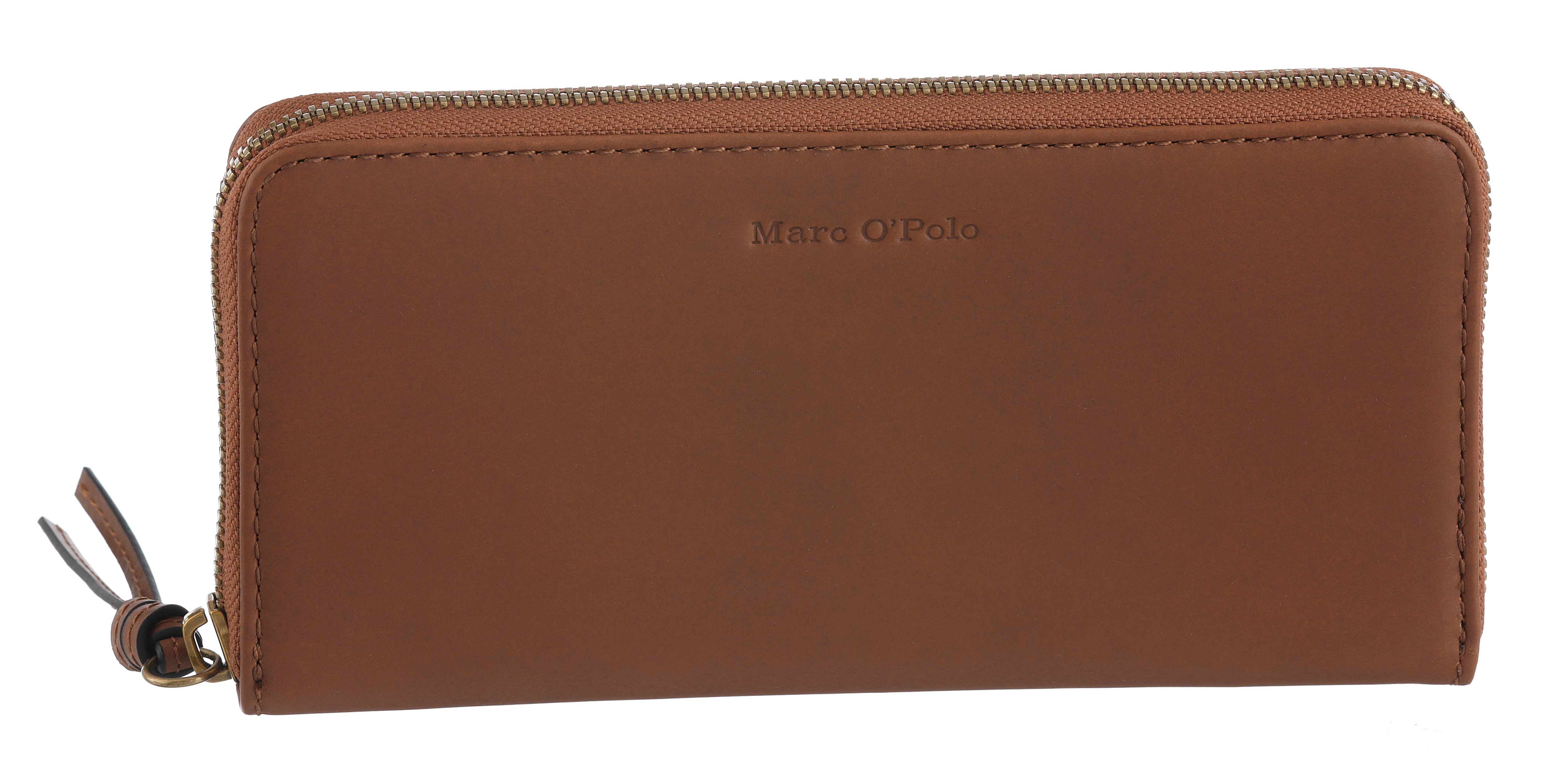 Geldbörse "FINJA", cognac, Leder, MARC O'POLO ACCESSORIES, unifarben, Kleinlederwaren, Geldbeutel, Damen Portemonnaie, Reißverschluss mit Lederanhänger Image