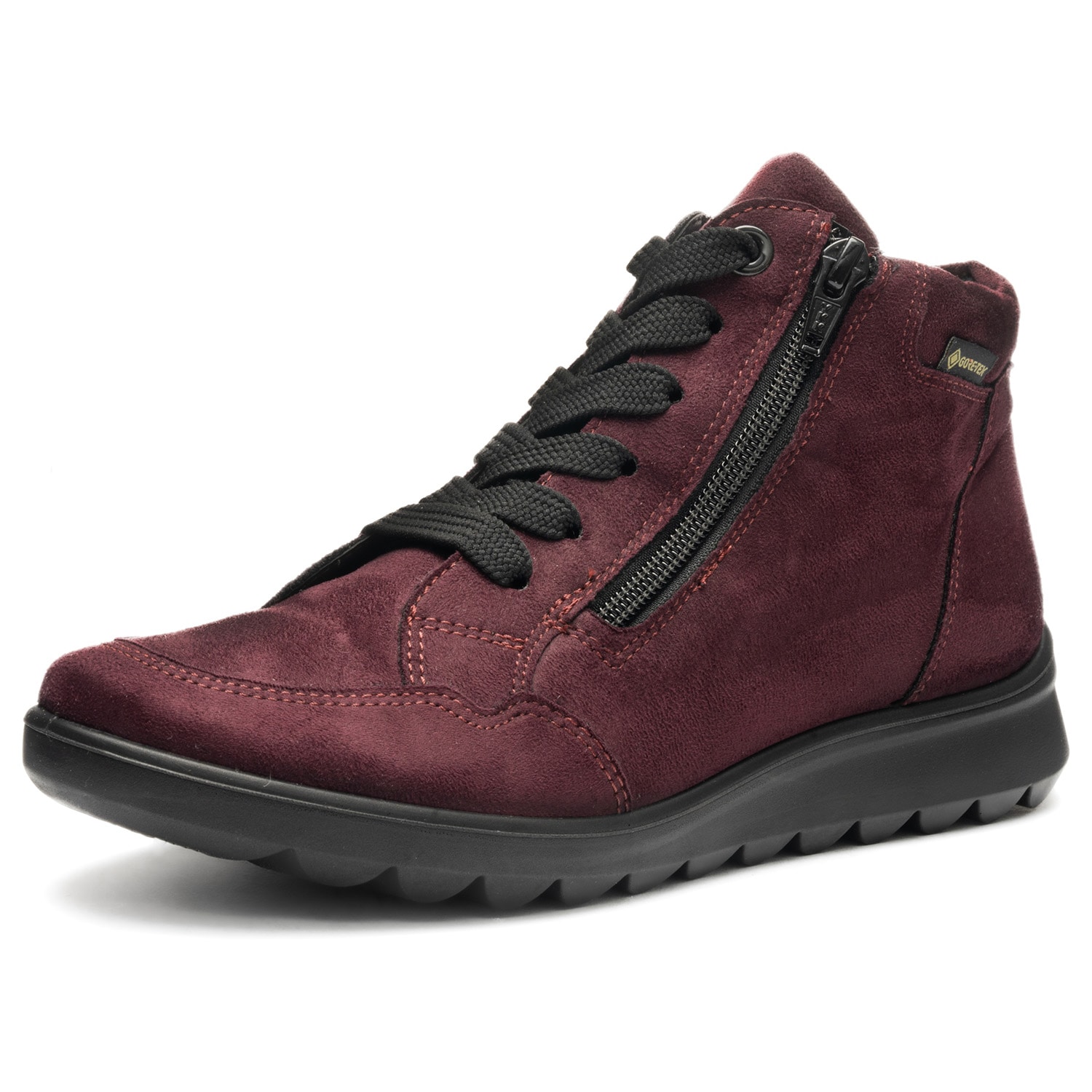 Schnürboots ARA "TORONTO", Damen, Gr. 5 (38), weinrot, Textil, Veloursleder, unifarben, Schuhe, Snowboots, Winterstiefel mit Gore-Tex und Weite sehr weit
