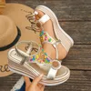 Böhmischen Stil Dicken Boden Keile Sandalen Frauen 2025, Sommer Retro Chunky Plattform Sandalen Frau Plus Größe 43, Strand Schuhe Mujer
