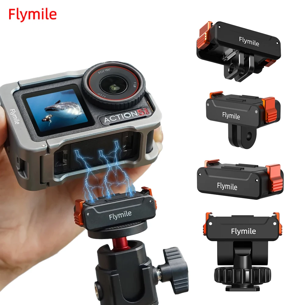 Flymile Magnetische Schnellwechsel-Adapterbasis für DJI Action 5 Pro/Action 4/3/Osmo 360 Kamerazubehör Verlängerungshalterungsbasis Image