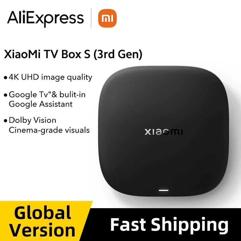 Versione globale Xiaomi TV Box S 3a generazione 4K Ultra HD Bluetooth 5.2 Wifi6 2GB + 32GBROM Google TV Assistente Google Lettore multimediale intelligente