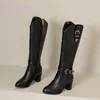 Neue Winter Elegante Schwarz Braun Frauen Kniehohe Stiefel Runde Kappe High Heels Dame Schuhe Plus Kleine Große Größe 33 43, 46 52