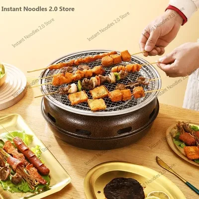 Barbecue Grill Home Barbecue Outdoor Camping Holzkohle BBQ Herd Grills Mesh Tragbare rauchfreie Barbecue Grillpfanne