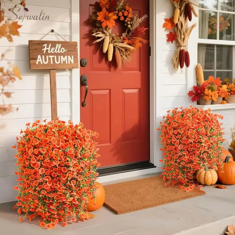 2/6Pcs Artificial Flowers Vine Morning Glory Wedding Home Room Table Festival Decora Halloween Outdoor Garden Arch Wall DIY Gift