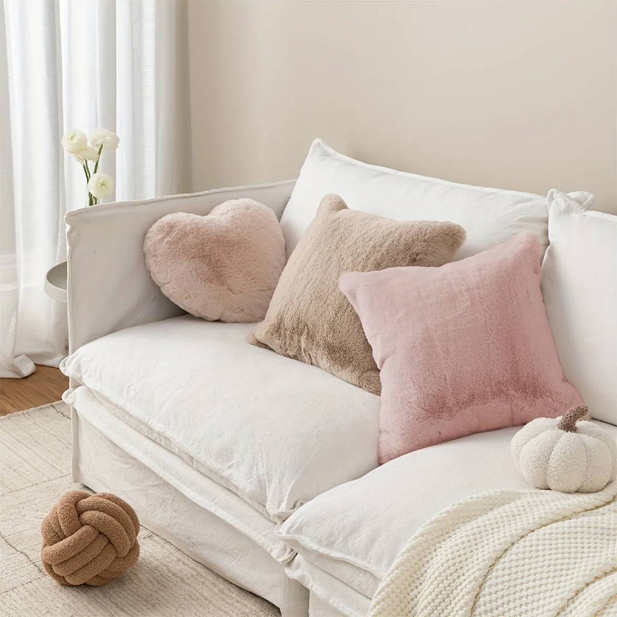 1 Stück Dekokissenbezüge, dekorative Akzent-Kissenbezüge für Bettcouch, weicher Kunstfell-Kissenbezug, quadratische Sherpa-Kissenbezüge