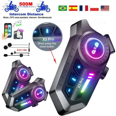 1/2Pcs Bluetooth 6,0 Motorrad Helm Intercom X3 Pro Wireless Headset Interphone Intercomunicador Moto Wasserdichte Kopfhörer