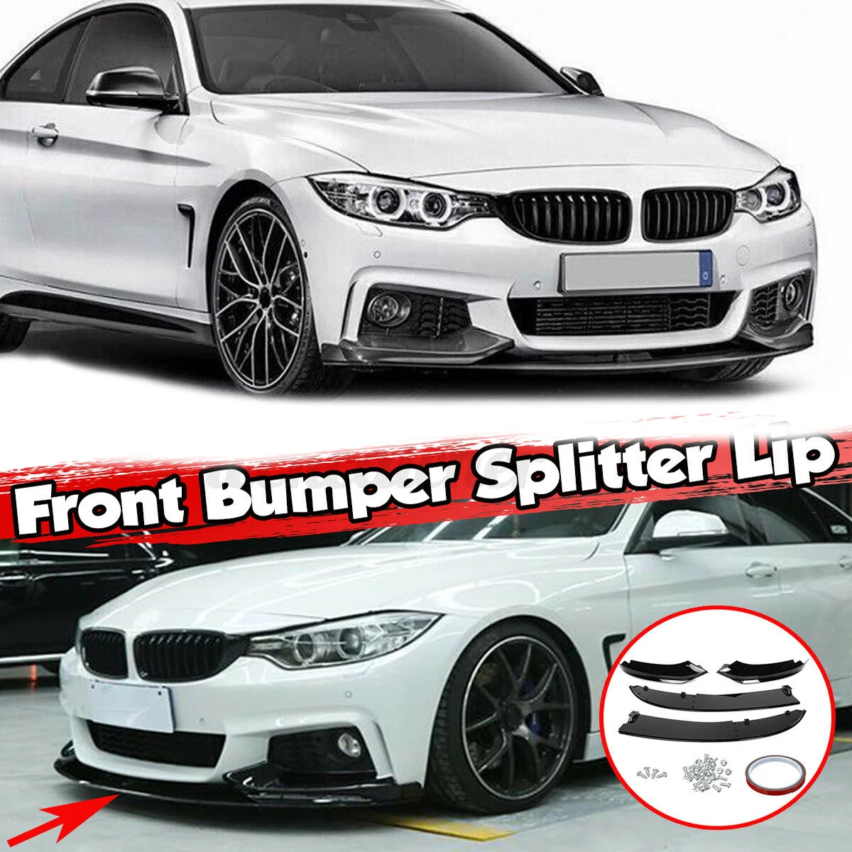 Frontstoßstangen-Splitterlippe für BMW F32 F33 F36 M Sport 2014 2015 2016 2017 2018 2019 2020 M4 440i 430i 435i 428i glänzendes Schwarz Image