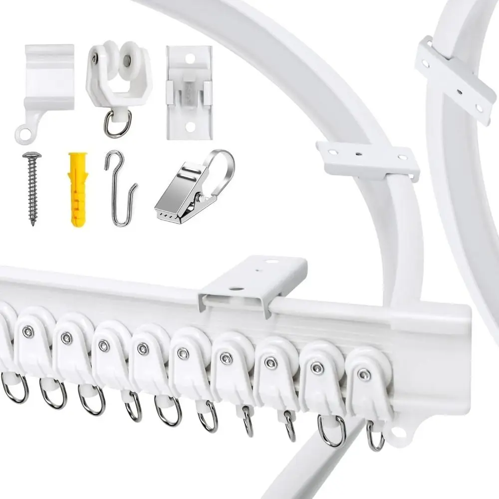 Einfach zu installierende 2/3 m lange Vorhangschiene, flexible, biegbare U-förmige Vorhangschiene, Vorhangschiene, Decken-Wandhalterung Image