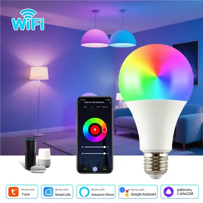 Tuya WiFi Smart Bulb Alexa Led Lamp E27 RGB CW Smart Light Bulbs 110V 220V Smart Life App Remote Control With Alexa Google Home
