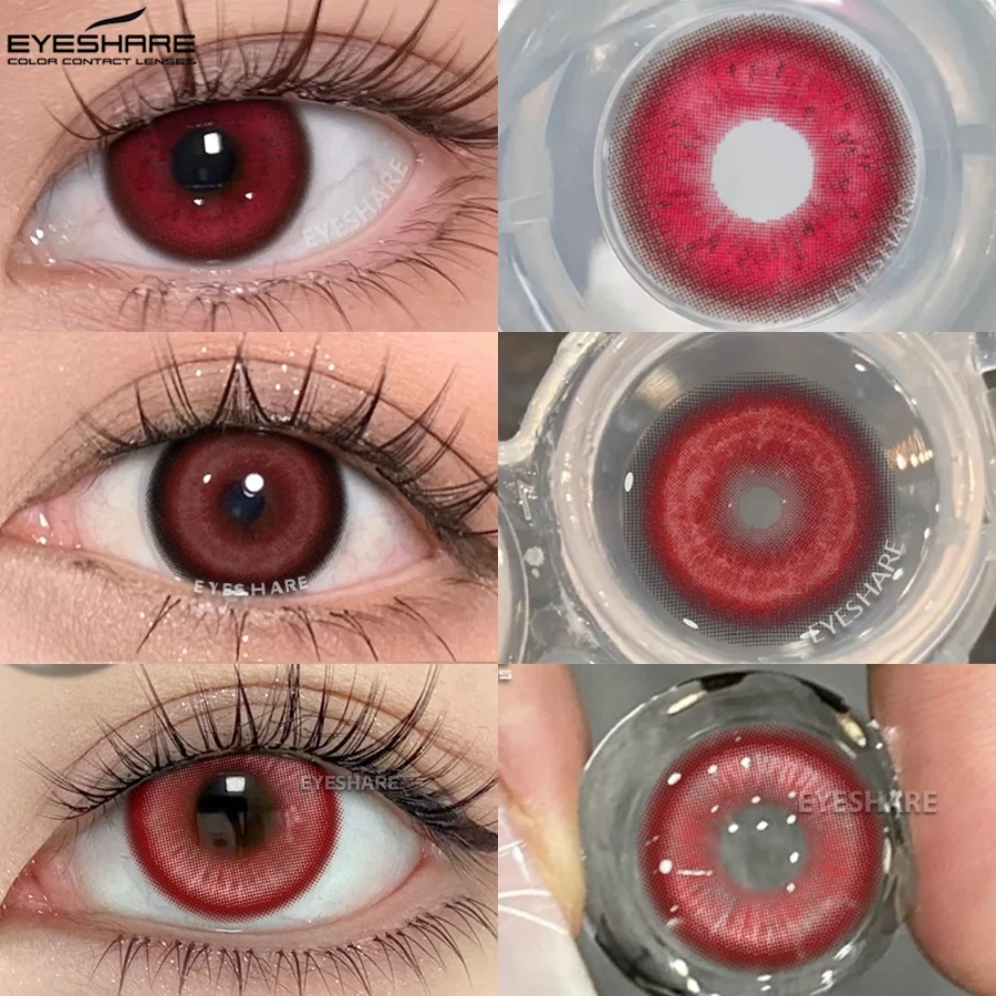 EYESHARE ROTE Farbige Kontaktlinsen Bunte Kontaktlinsen Anime Cosplay Kontaktlinsen Halloween Beauty Makeup Farblinse Image