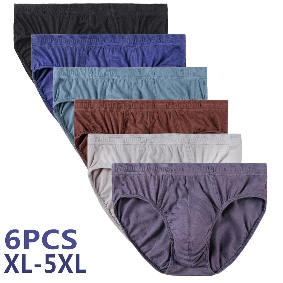 6 Teile/los Männer Plus Größe Solide Unterhose XL-5XL Baumwolle Slip Komfortable Männliche Atmungsaktive Shorts Unterwäsche Dessous Höschen Image