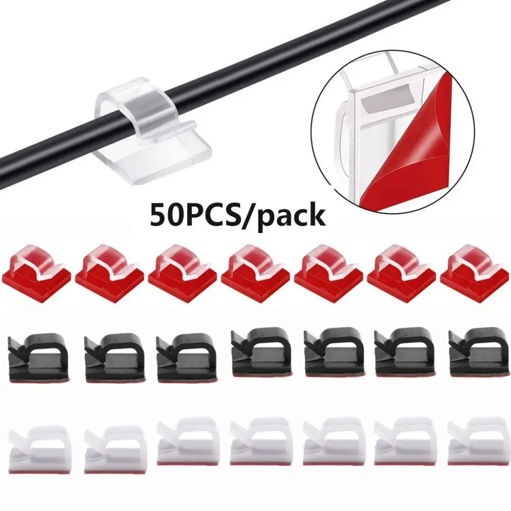 50 stücke Kunststoff feste Schnalle Linie Verschluss selbst klebende Kabel clip Fixierer Halter Kabel klemme Draht management Image