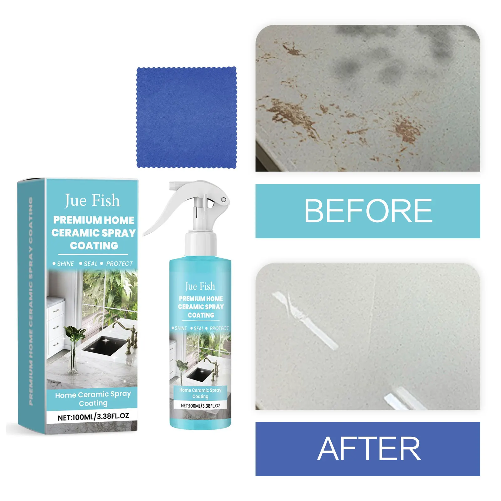 Marmor-Reinigungsmittel, Keramikfliesen, Tiefenreinigung, Korrosionsschutz, Quarzstein, Politur, Beschichtung, Boden-Renovierungsspray Image