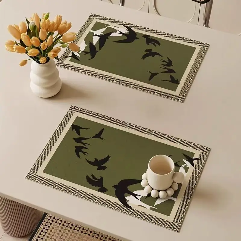 Elegante und luxuriöse saugfähige Essmatte, hochwertige rutschfeste Western-Essmatte, leicht zu reinigende Vintage-Tassenmatte, hochwertiger Tisch Image