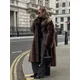 Cappotto lungo da donna in pelliccia sintetica con risvolto casual Cappotto lungo in pelliccia a maniche lunghe tinta unita allentato Moda donna Cappotti invernali caldi