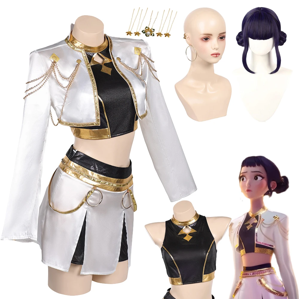Fantasia Dämon Hunter von KPop Zoey Cosplay Goldene Singen Anzüge Perücke Cartoon Disfraz Kostüm Frauen Halloween Karneval Party Tuch Image