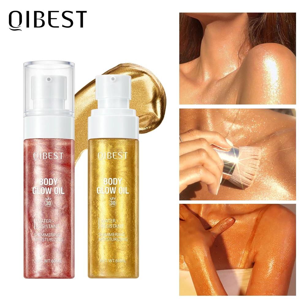 Body Shimmer Oil Liquid Highlighter Long Lasting Pailletten Illuminating Moisturizing Highlight Facial Contour Brightening Makeup Image