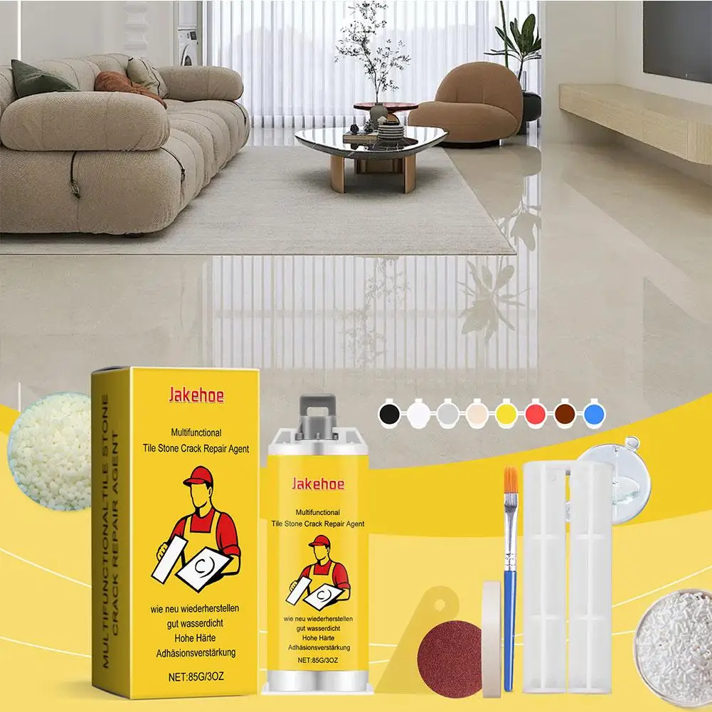 85 g Fliesenreparaturmittel, stark klebender Stein, Riss, Keramikfliesen, Glasur, Waschbecken, Riss, Badewannenfragment, Reparaturpaste, Fugenreparaturmittel