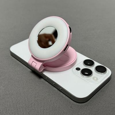 3-in-1 Magnetic Beauty Selfie Light for Phones 360 LED Ring Light with Magnetic, Mirror and Phone Stand, Portable Rechargeable Fill Light with 3 Lights Modes, Gives Perfect Lighting Anywhere