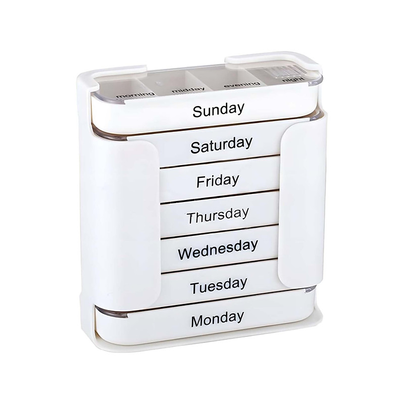 7-Day Large Capacity Portable Pill Organizer Waterproof Medication Organizer Stackable Pill Cases with 4 Times Daily Compartments Travel-Friendly Elderly-Friendly Pill Case for Home Travel Use