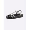 Sandale HEINE, Damen, Gr. 39, silber (silberfarben, schwarz), Leder, Glattleder, Rindsleder, modisch, Schuhe