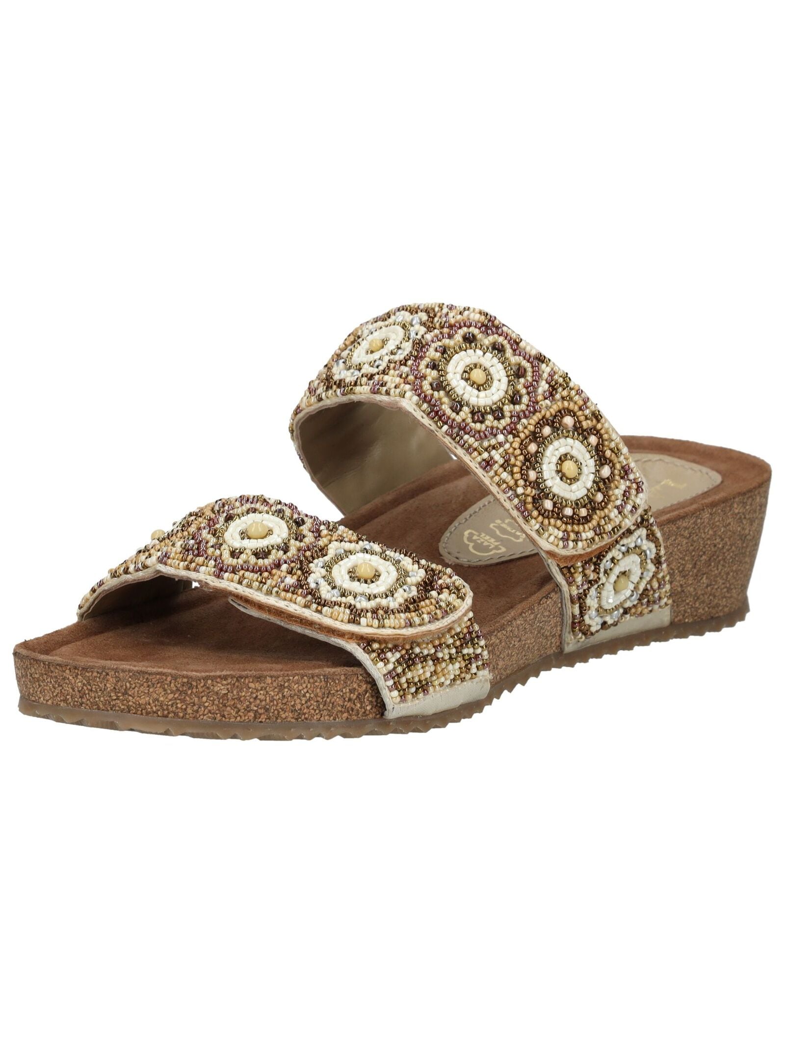 Pantolette LAZAMANI "Lazamani Pantoletten Leder", Damen, Gr. 39, beige, Leder, Schuhe Pantolette