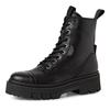 Schnürstiefelette TAMARIS, Damen, Gr. 36, schwarz, Leder, modisch, Schuhe, Blockabsatz, Plateau, Schnürboots mit T-Prägung am Label