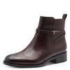 Stiefelette TAMARIS, Damen, Gr. 41, braun (dunkelbraun), Glattleder, unifarben, klassisch, Schuhe, Blockabsatz, Businessschuh, Ankleboots mit T-Logoverszierung