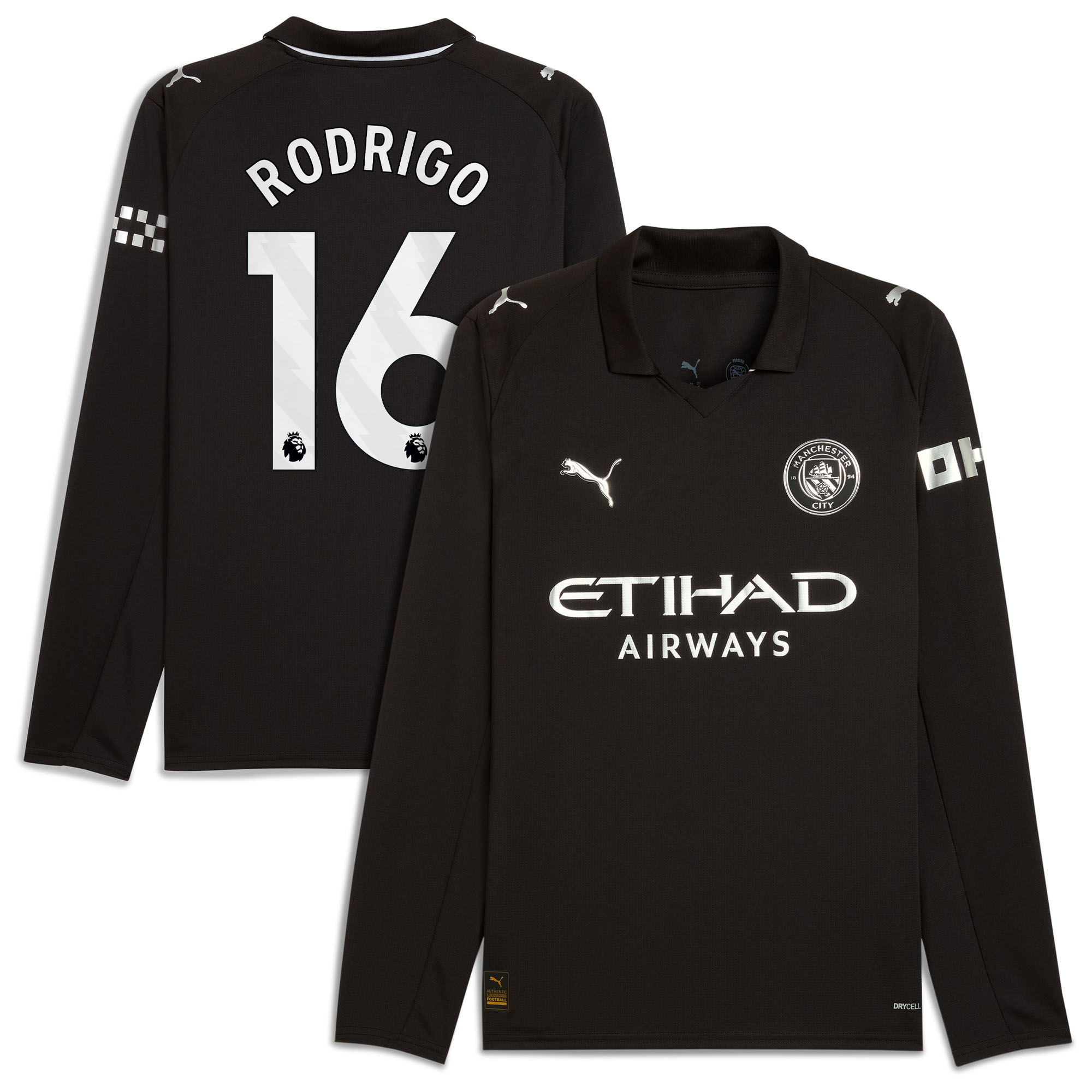 Manchester City PUMA Auswärtstrikot 2025-26 - Langarm mit Aufdruck Rodrigo 16 Image