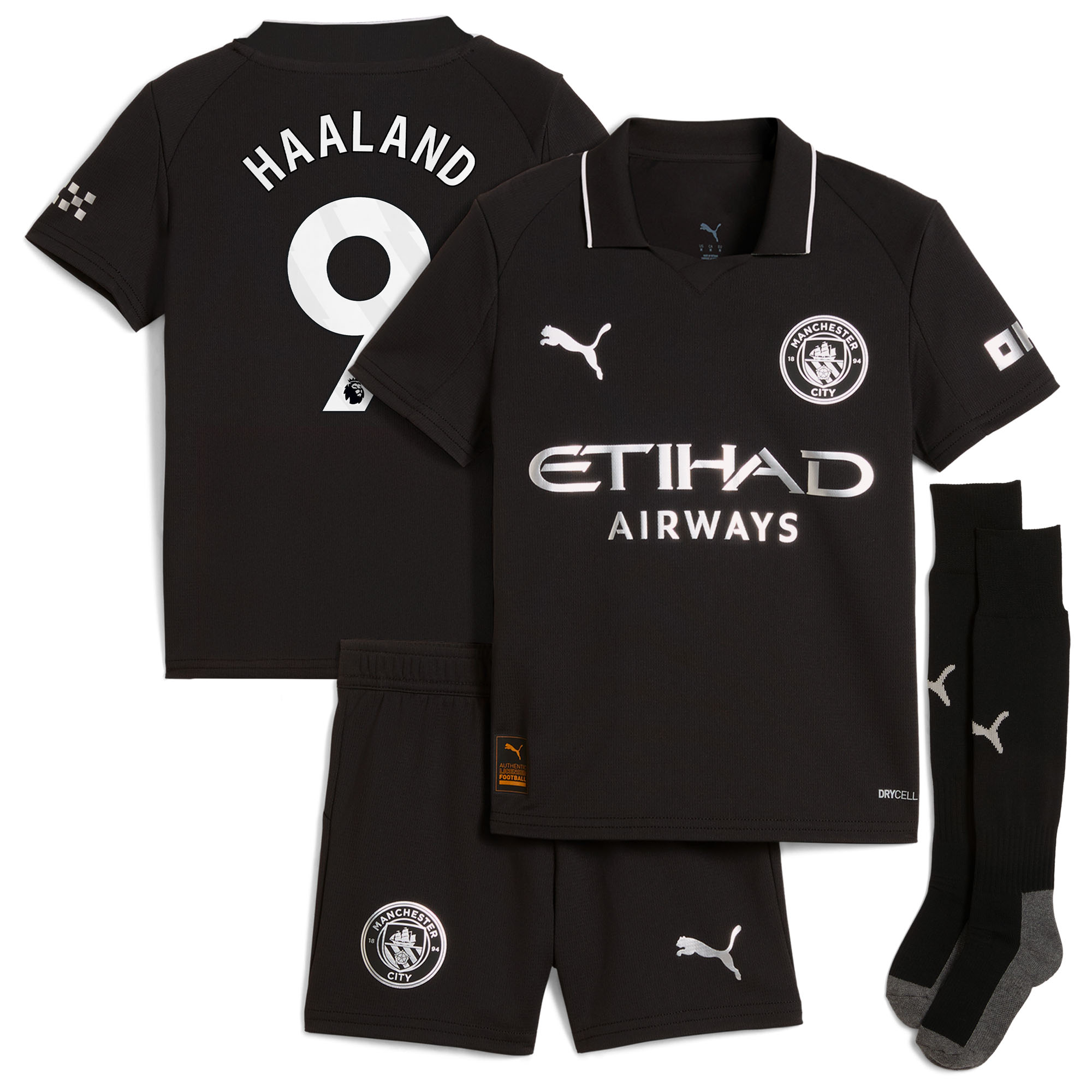 Manchester City PUMA Mini-Kit Auswärts 2025-26 - Kleinkinder mit Aufdruck Haaland 9 Image