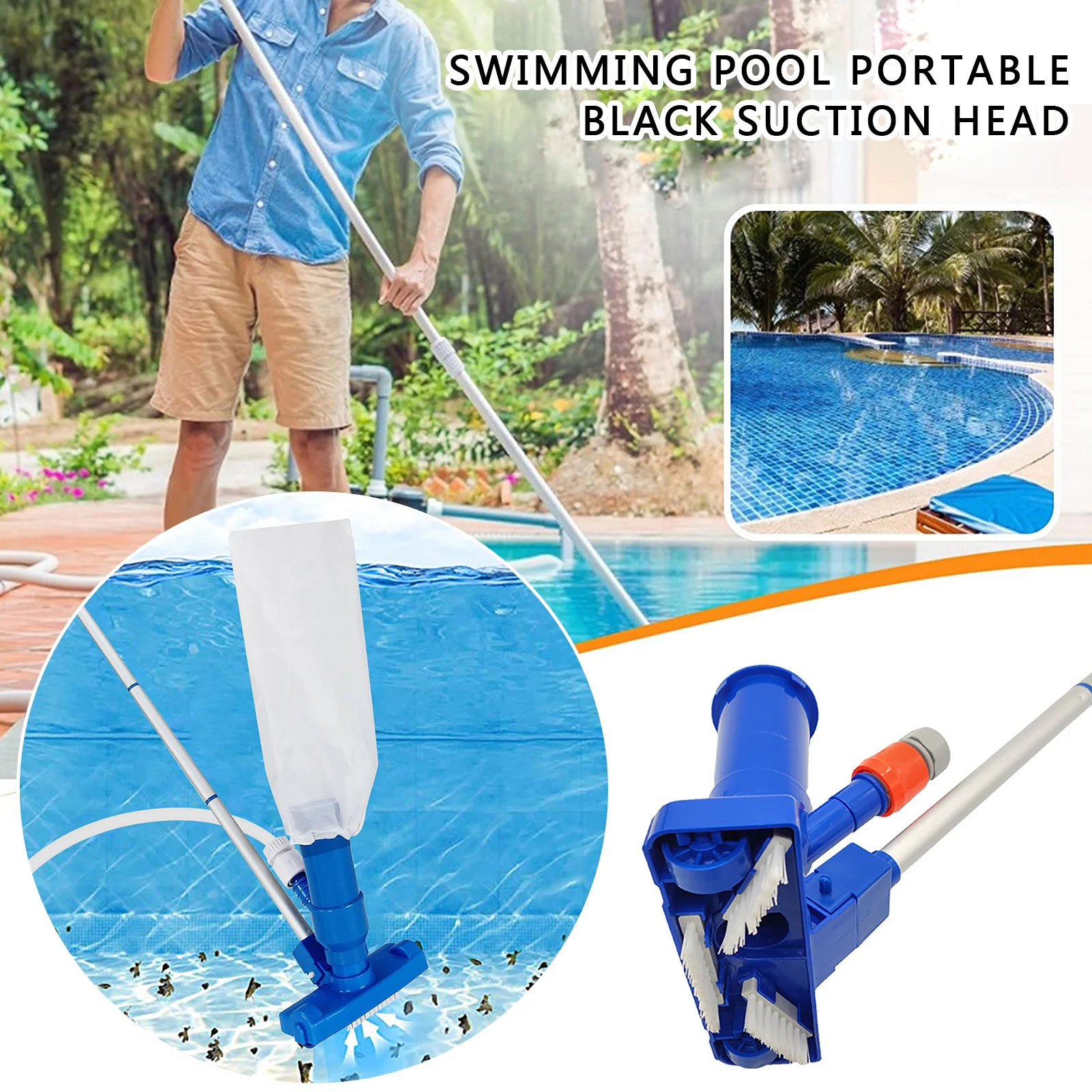 Schwimmen Pool Staubsauger Tragbare Schwimmen Teich Brunnen Vakuum Desinfizieren Werkzeug Tragbare Saugkopf Pinsel Reiniger EU Image