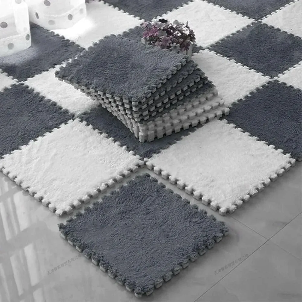 20 Stücke Plüsch Baby Spielmatte 30x30 cm Weiche Puzzle Krabbeln Pad Ineinandergreifende Bodenteppich Teppich Matte für Kinderzimmer Kindergarten Schlafzimmer