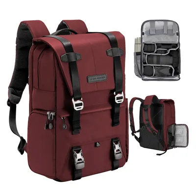 K&F Concept Camera Backpack Travel Photography Bags Large Capacity Camera Case with Tripod Side Rain Cover for 15.6 Inch Laptop