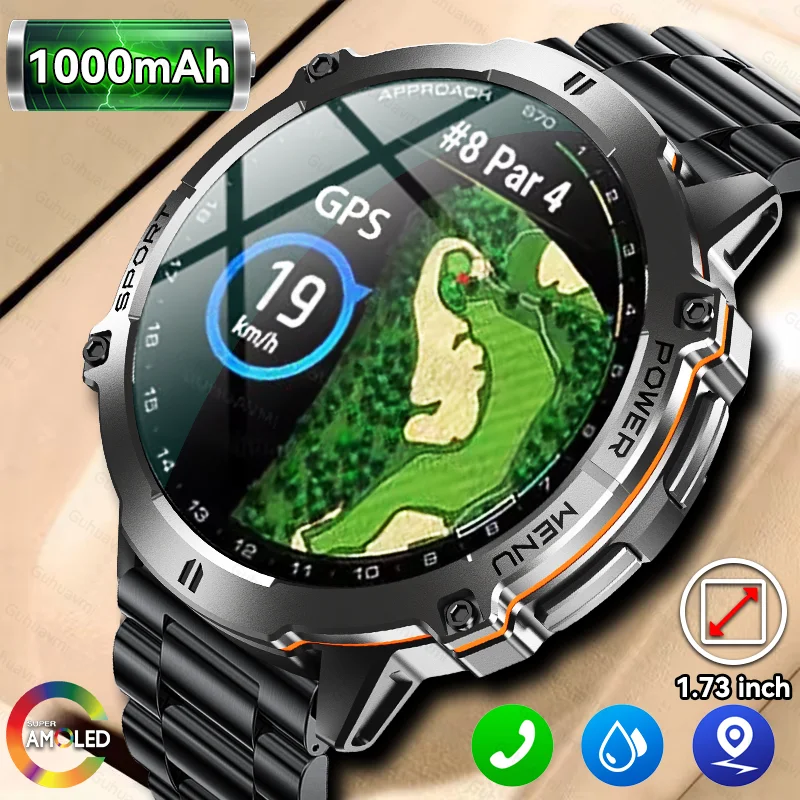 Neue Militärische Smartwatch mit Echtem GPS-Tracking für Herren, 1000mAh Großer Akku, 10ATM Wasserdicht, HD Bluetooth-Anruf, Outdoor-Sport-Smartwatch