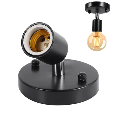 2pack E27 Ceiling Light Socket 180 Degree Rotation Adjustable Vintage Light Wall Mounted Screw Bulbs Socket Lamp Holder Adapters